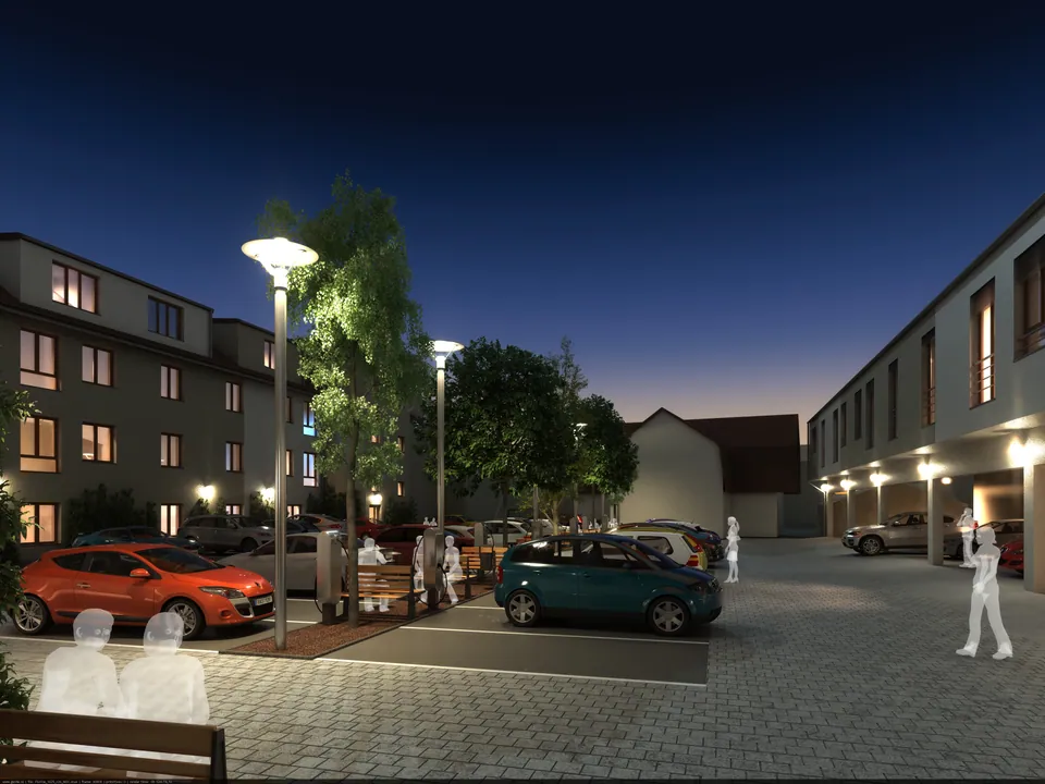 EKOCITY Písnice — noční pohled na areál