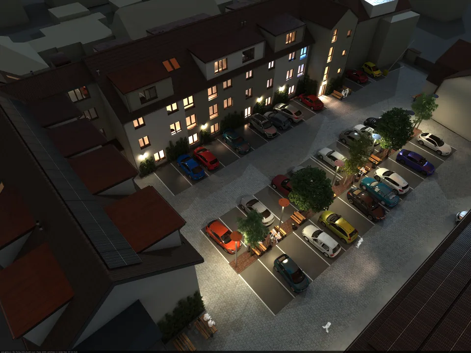 EKOCITY Písnice — noční pohled na areál