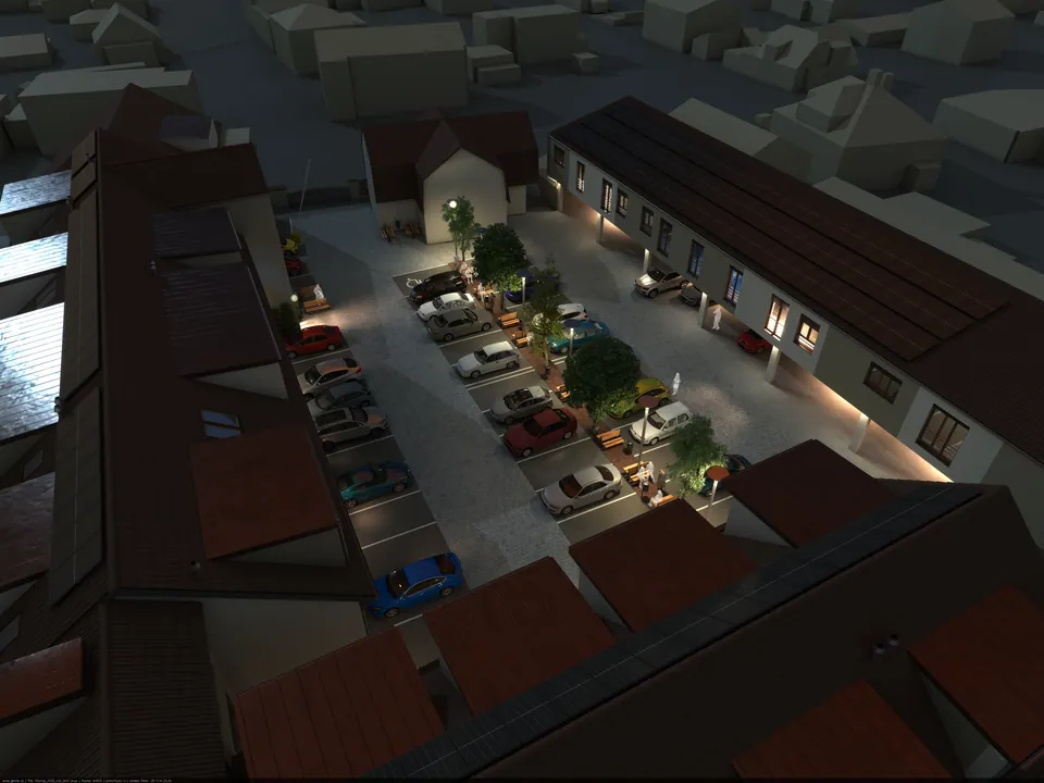 EKOCITY Písnice — noční pohled na areál